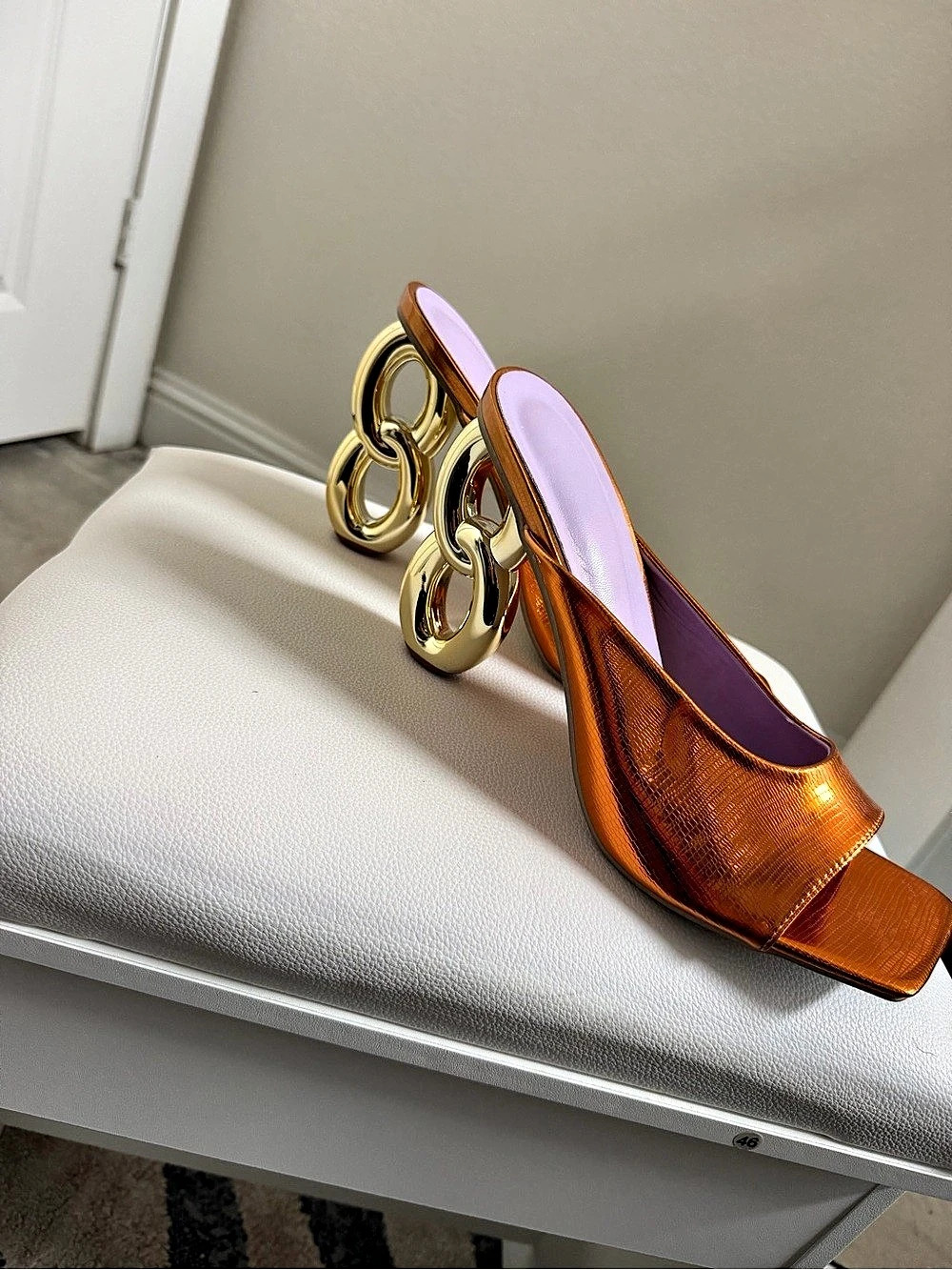 Metallic Orange Sculptural Heels EU 42